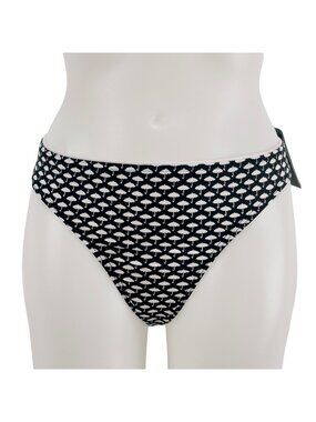 KENNETH COLE REACTION Women's Swimsuit Bottom Black White Umbrellas' Size XL